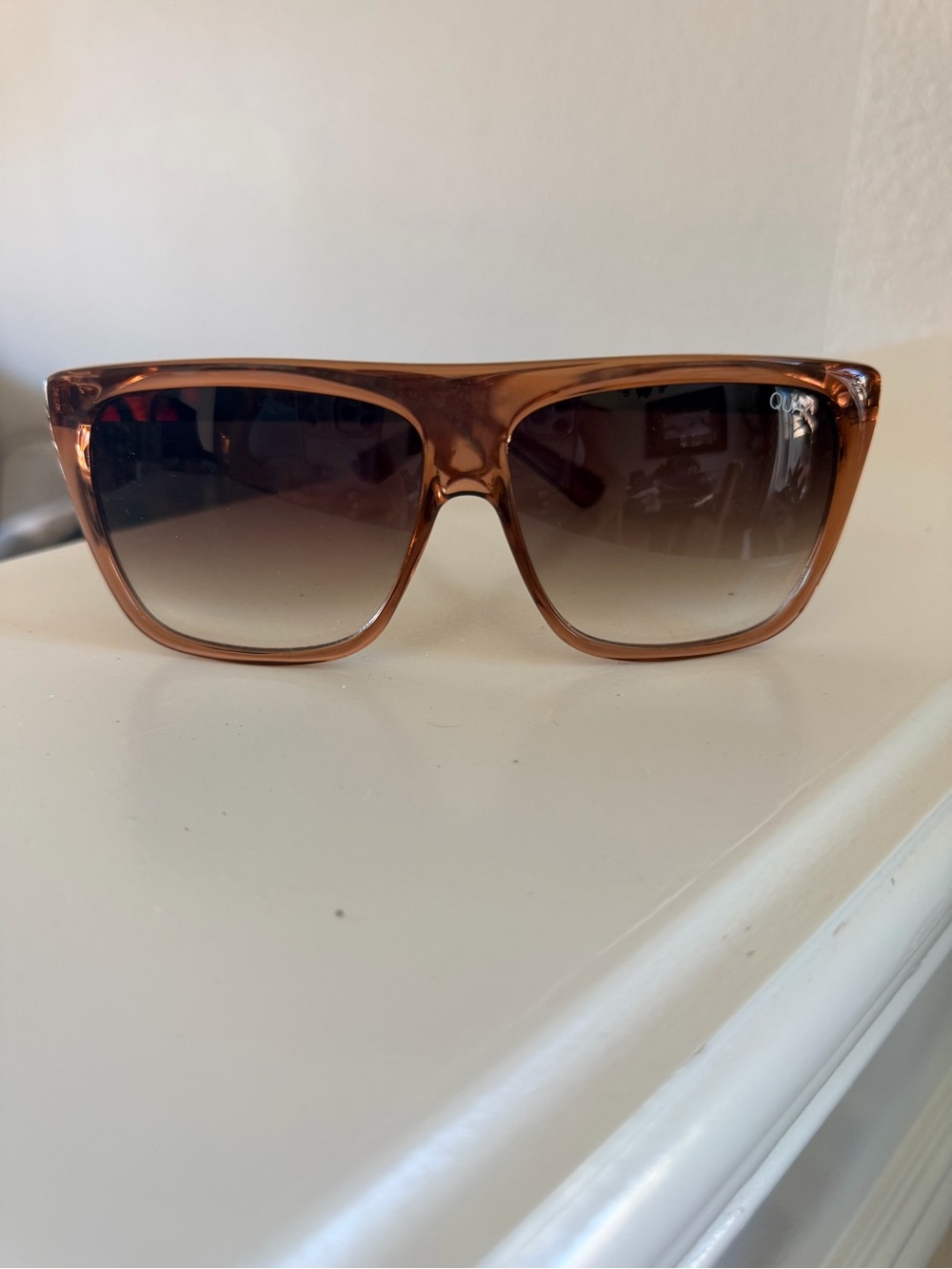 Quay Australia Amber Brown Square Sunglasses with Gradient Lenses